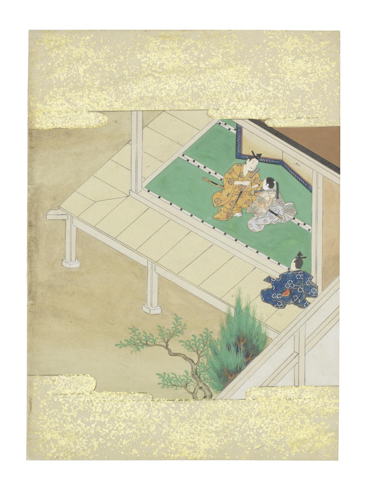 Nara-Ehon style Section from a Set of Illustrations to  Soga monogatari (The Tale of the Soga Brothers) Book 4 Chapter 4, Suketsune makes a gift of a sword to Hakoō by Anonymous