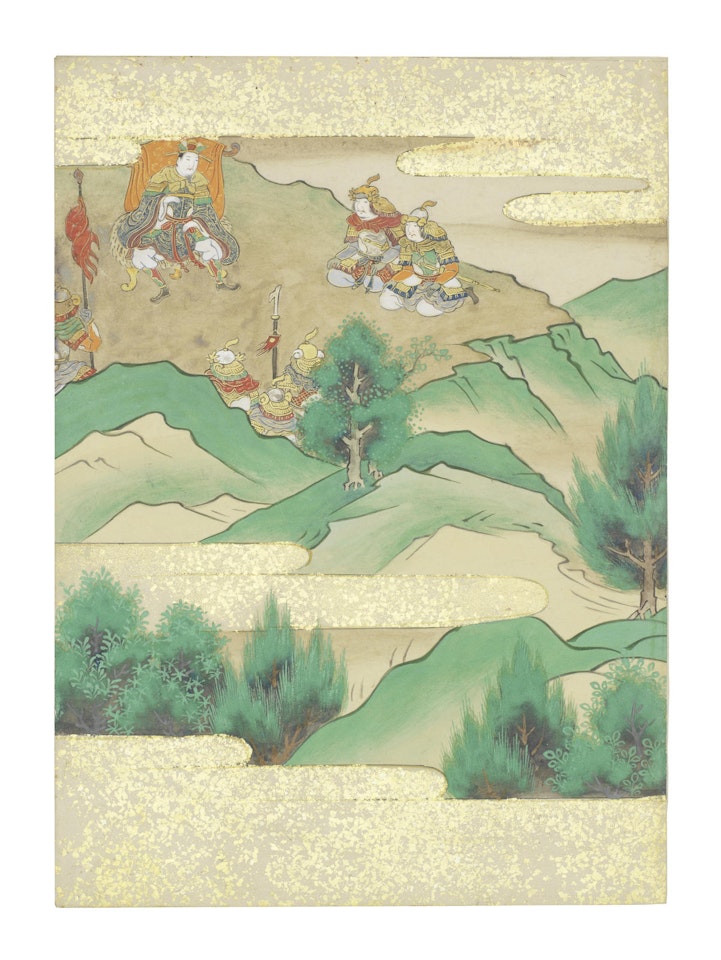 Nara-Ehon style Section from a Set of Illustrations to  Soga monogatari (The Tale of the Soga Brothers) Book 2 Chapter 11, Masako flees from Yamaki into the mountains by Anonymous