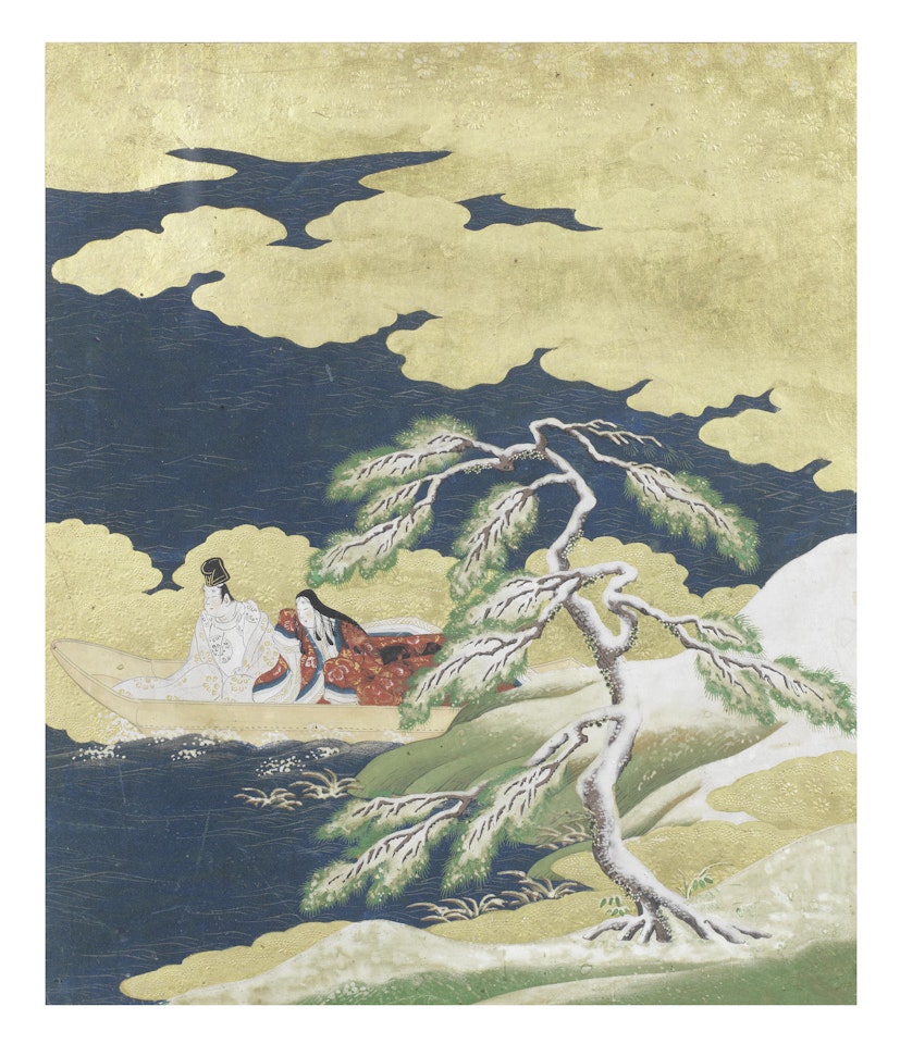 An Album-Leaf Illustration to Genji Monogatari (The Tale of Genji), Chapter 51: Ukifune (A Boat Upon the Waters) by Anonymous