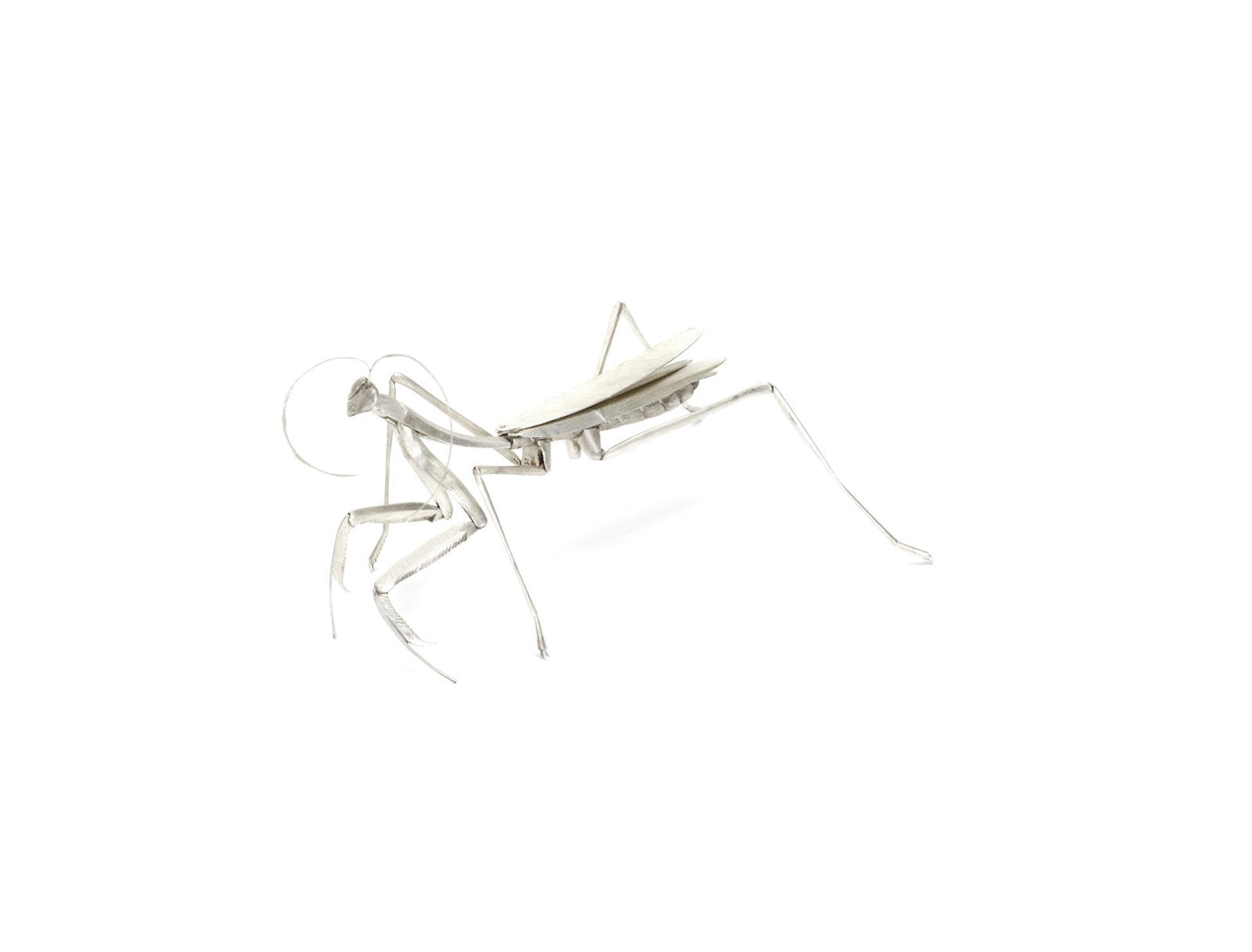 A Silver Jizai (articulated) Okimono of a kamakiri (mantis) By Ejiro Kawamura by Anonymous