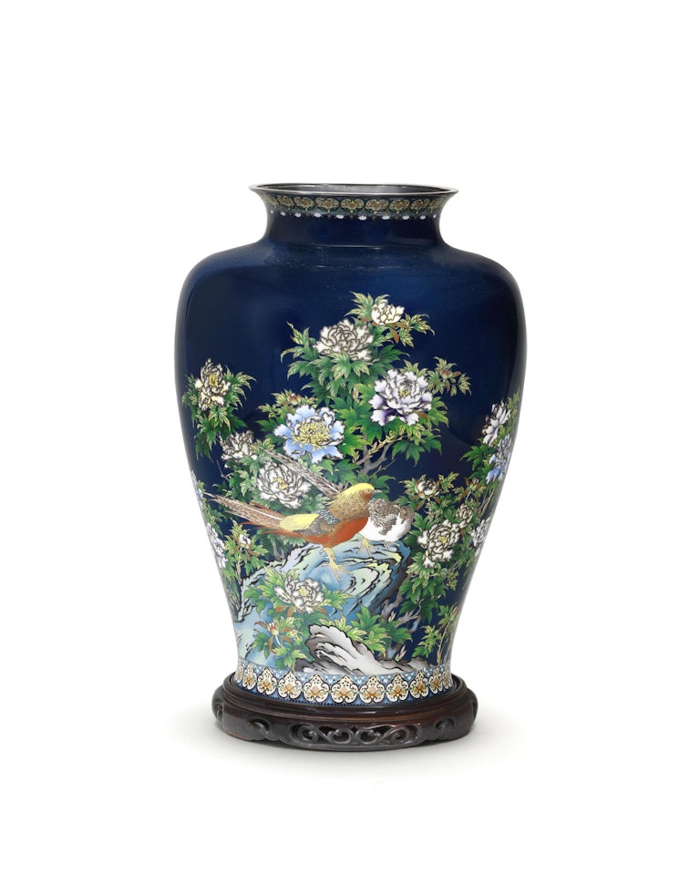 A large baluster cloisonné enamel vase by Anonymous