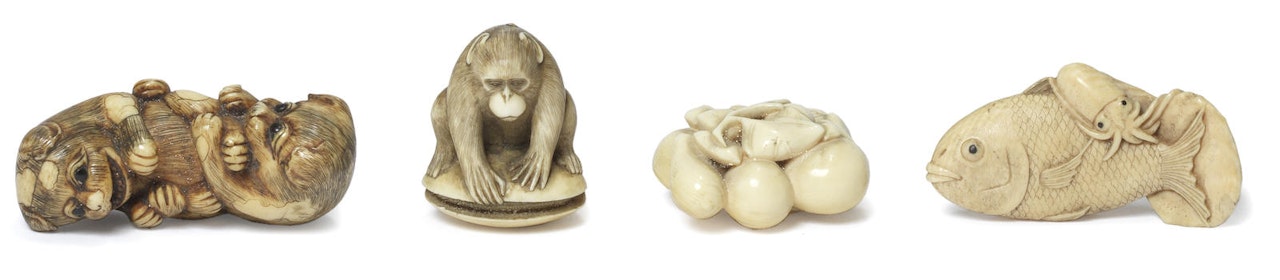Four ivory netsuke by Anonymous