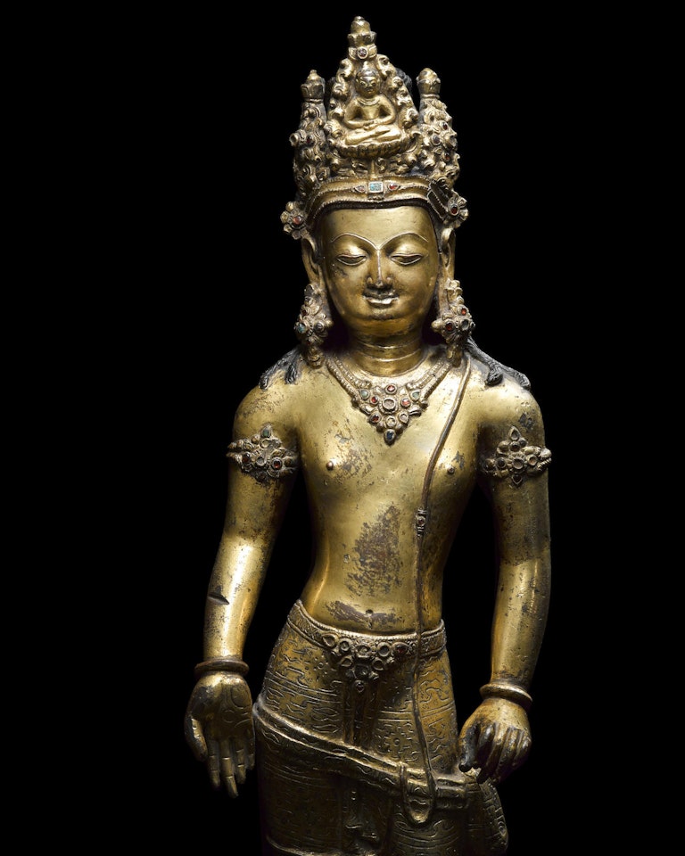 A LARGE GILT COPPER FIGURE OF AVALOKITESHVARA by Anonymous