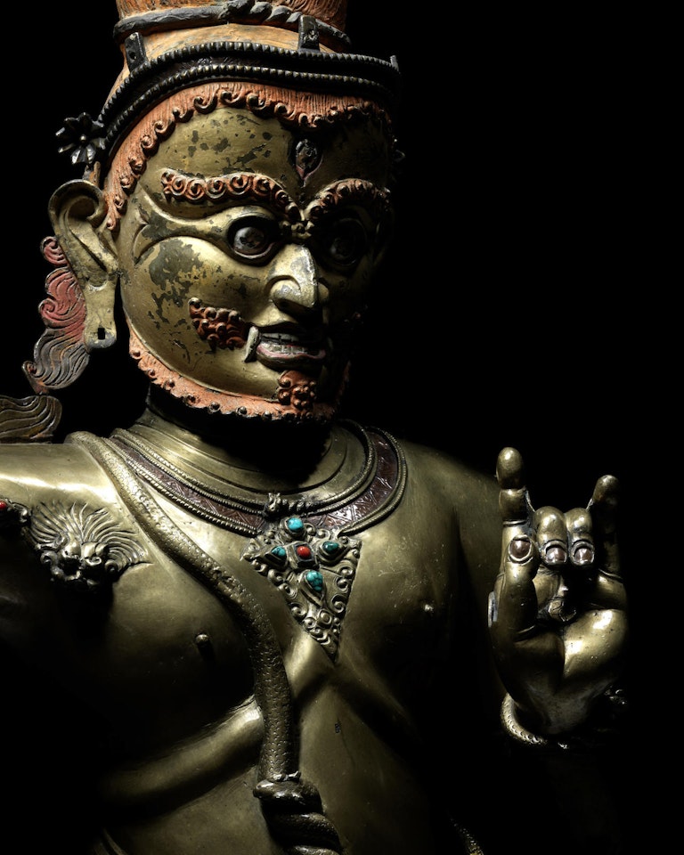 A MONUMENTAL BRASS ALLOY FIGURE OF CANDA VAJRAPANI by Anonymous