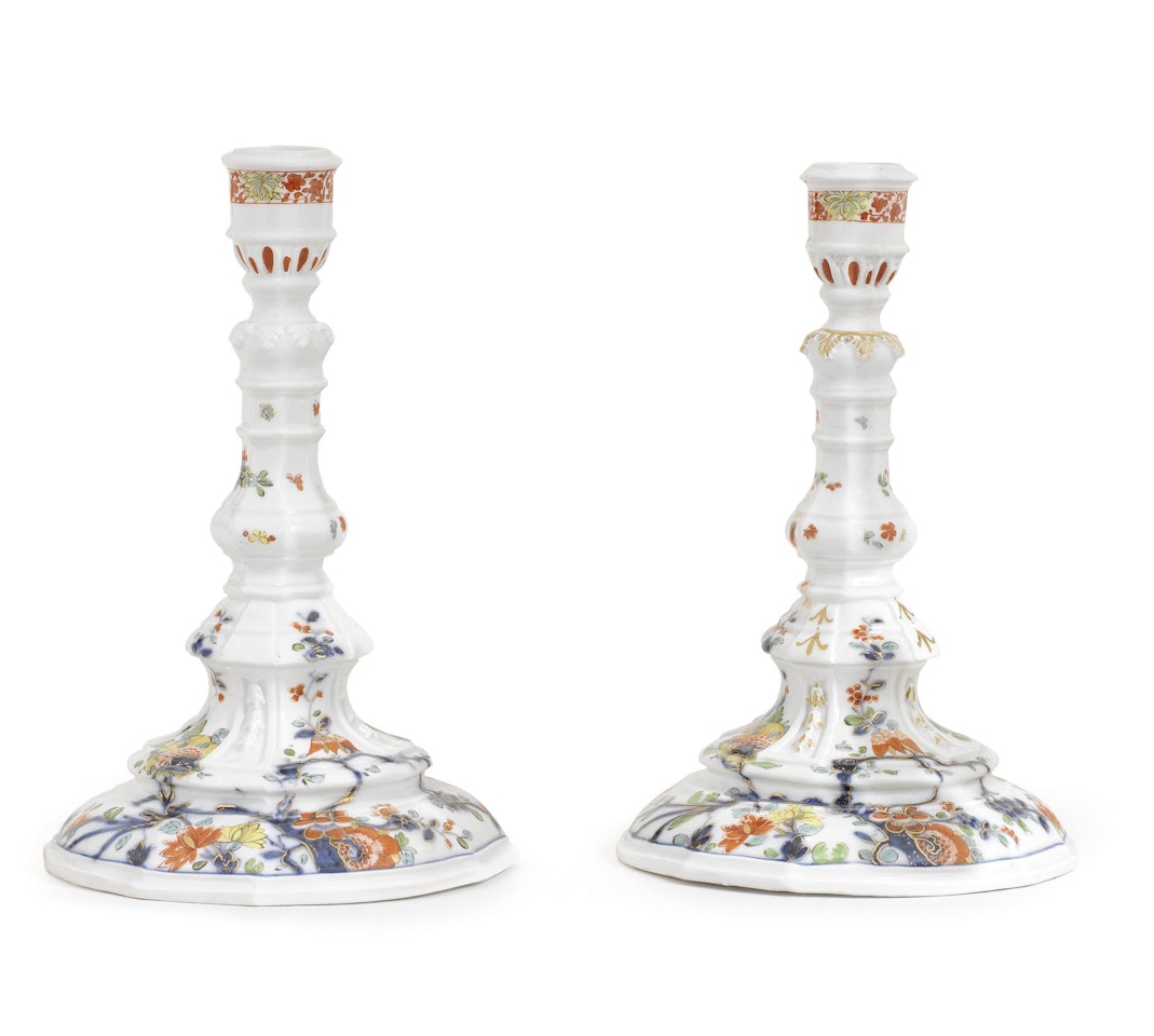 Two Meissen candlesticks by Anonymous