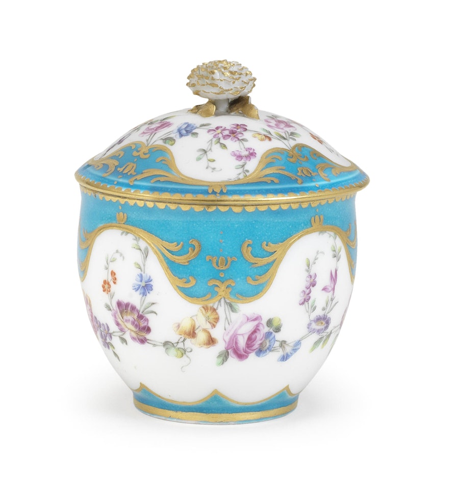 A Sèvres bleu céleste-ground sugar bowl and cover by Anonymous