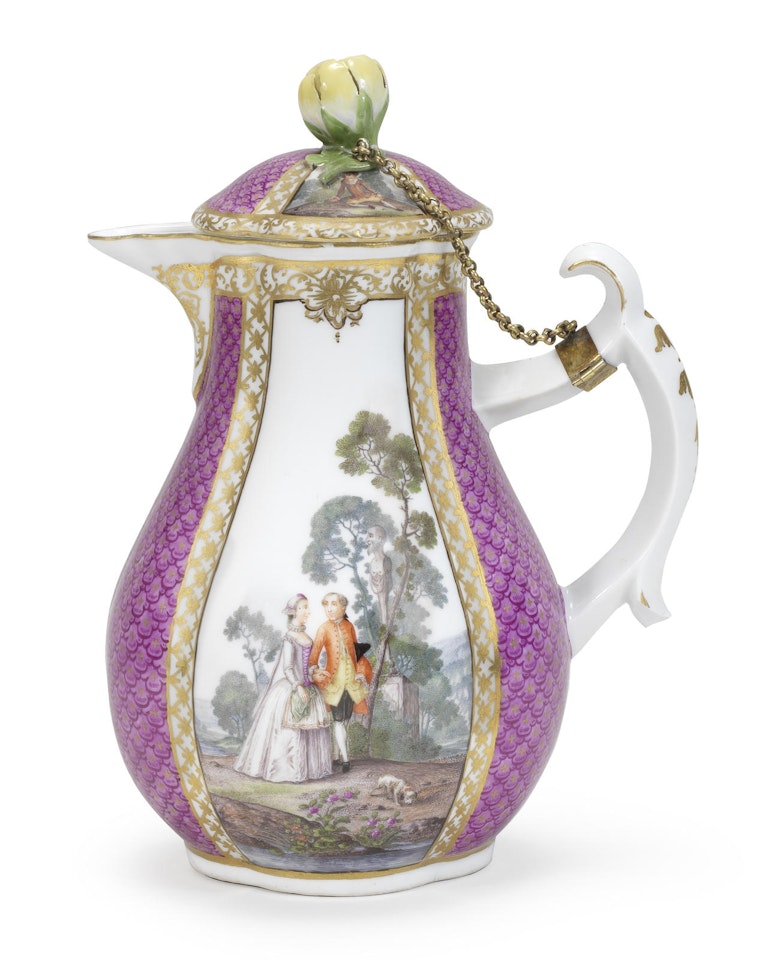 A Meissen small coffee pot and cover by Anonymous