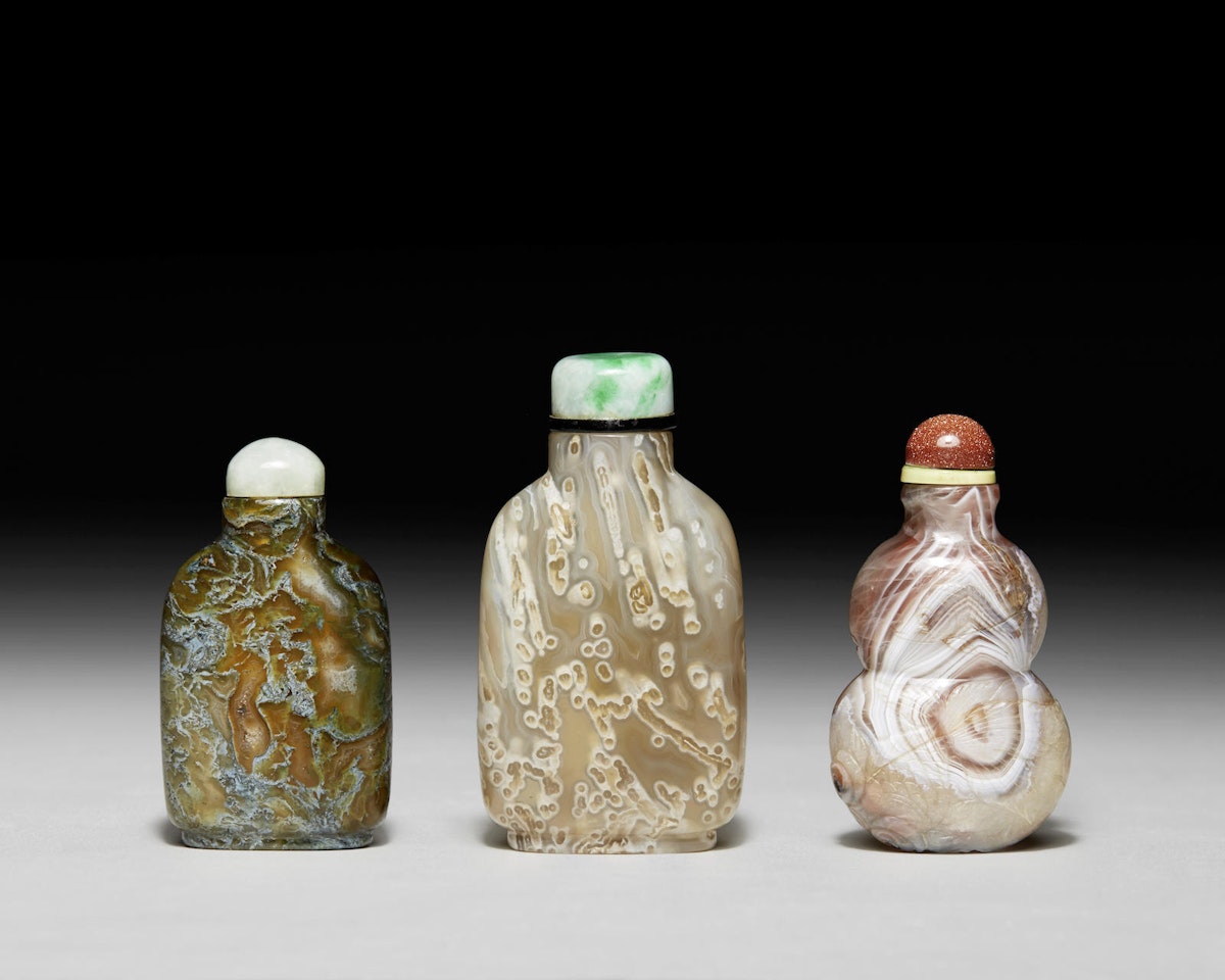 Three agate snuff bottles by Anonymous