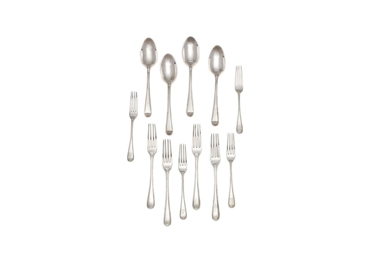 A quantity of 18th, 19th and 20th century silver 'Old English Thread' pattern flatware by Anonymous