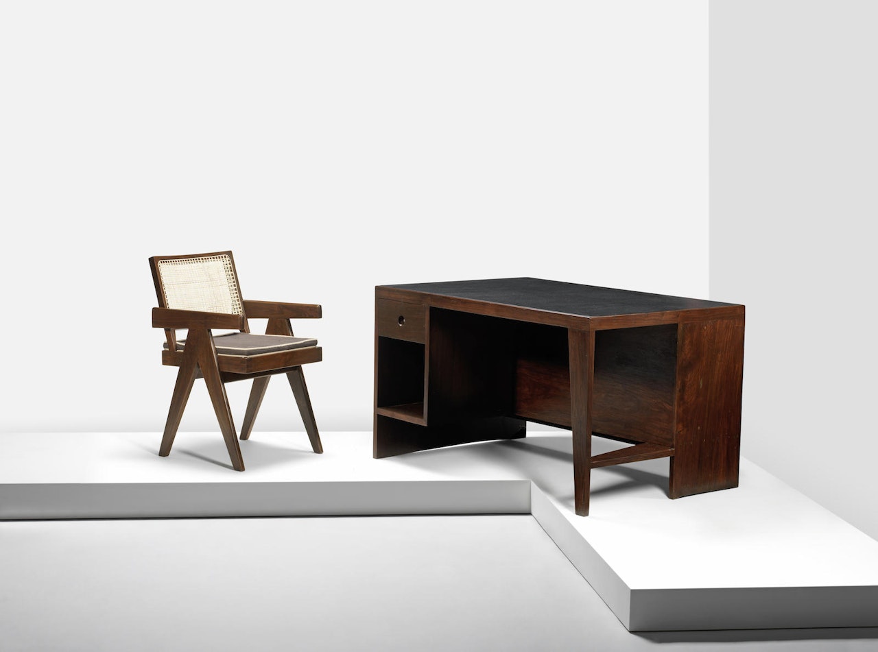 A desk and chair by Pierre Jeanneret