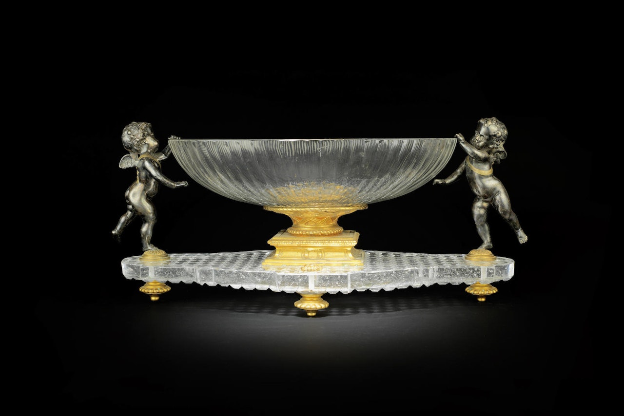 A Baccarat Table Centrepiece with silvered bronze supports by Anonymous