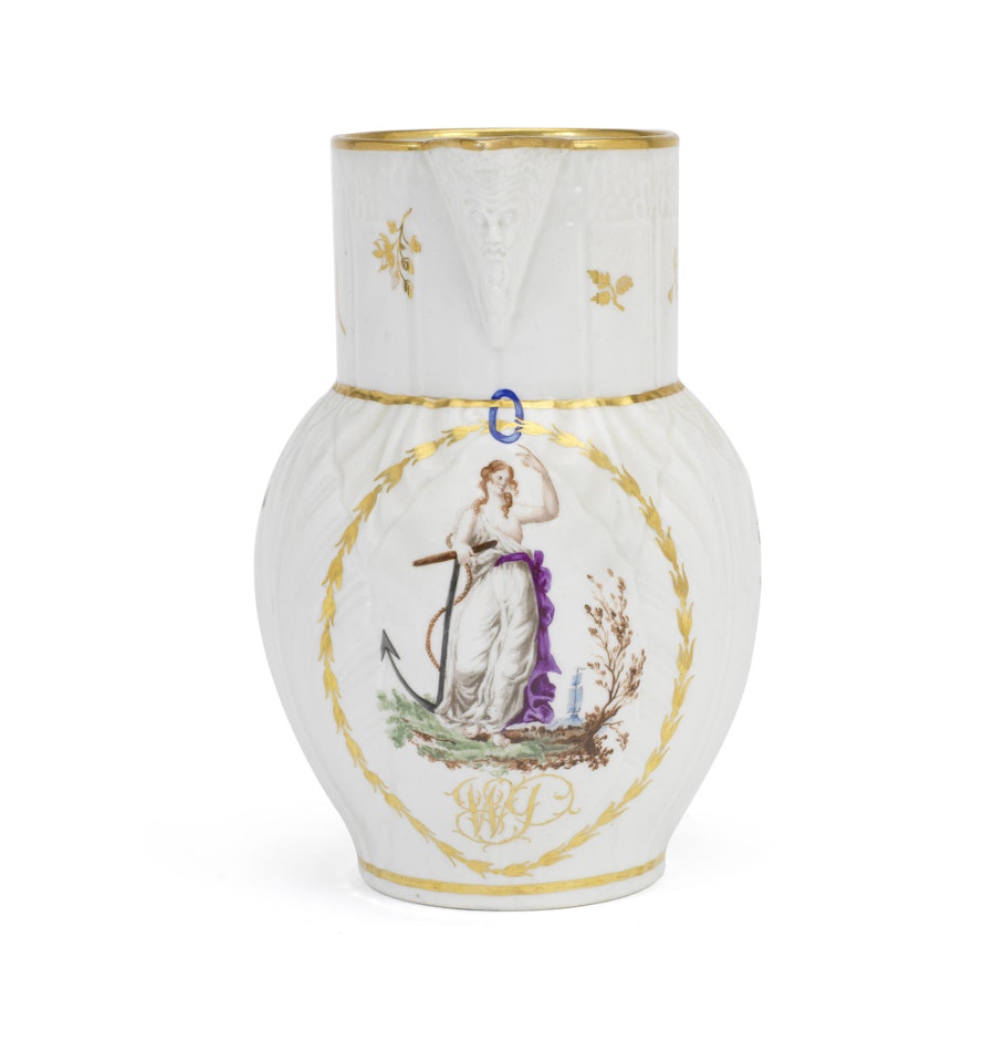 A documentary Caughley jug by Anonymous