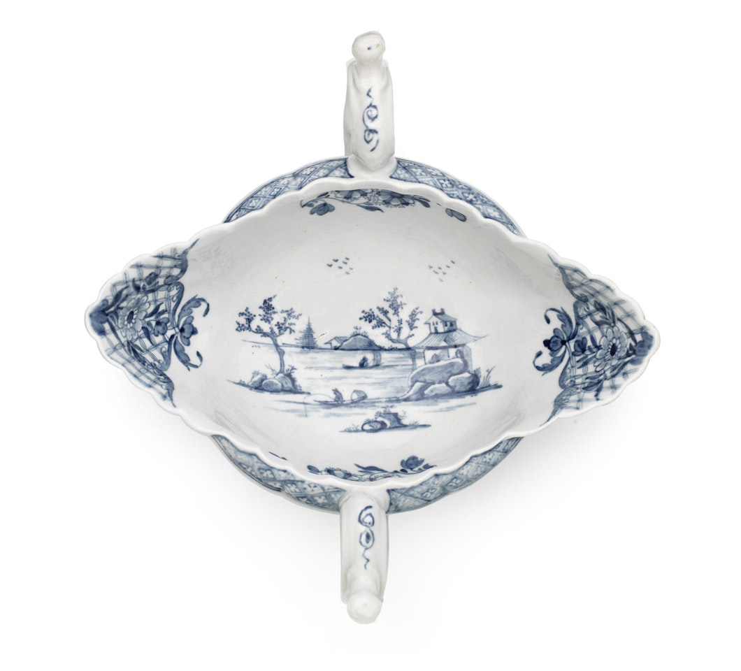 A Worcester two-handled sauceboat by Anonymous