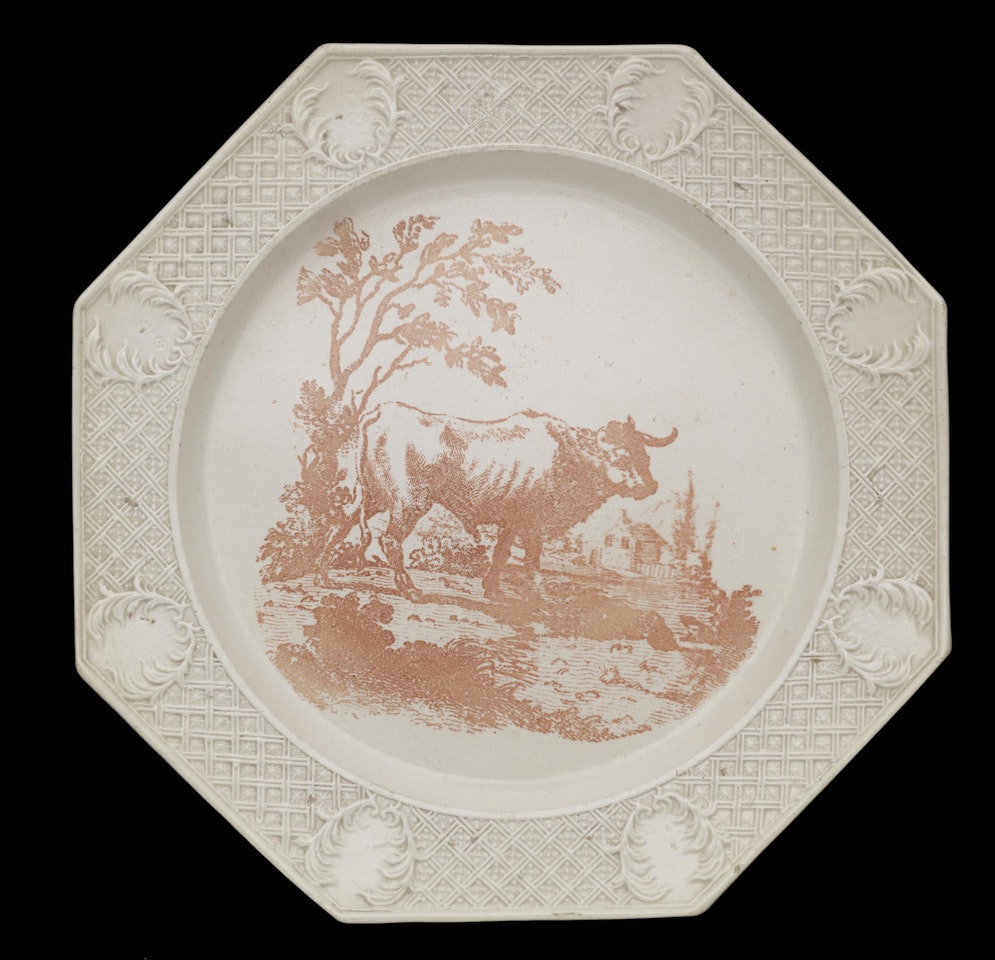 A rare Staffordshire printed saltglaze plate by Anonymous