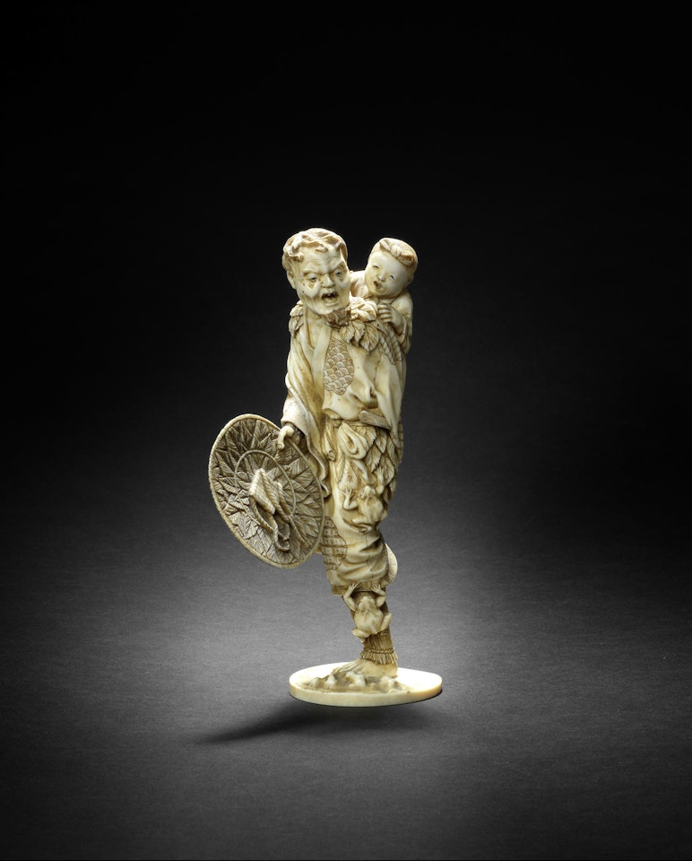 An ivory figure of Gama Sennin by Anonymous