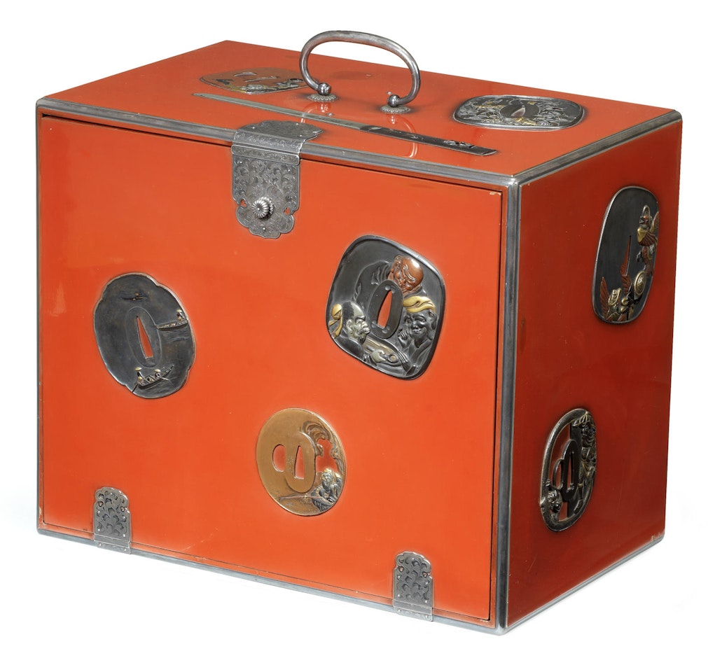 A rectangular red-and-black-lacquer inro-dansu (storage cabinet for inro) by Anonymous