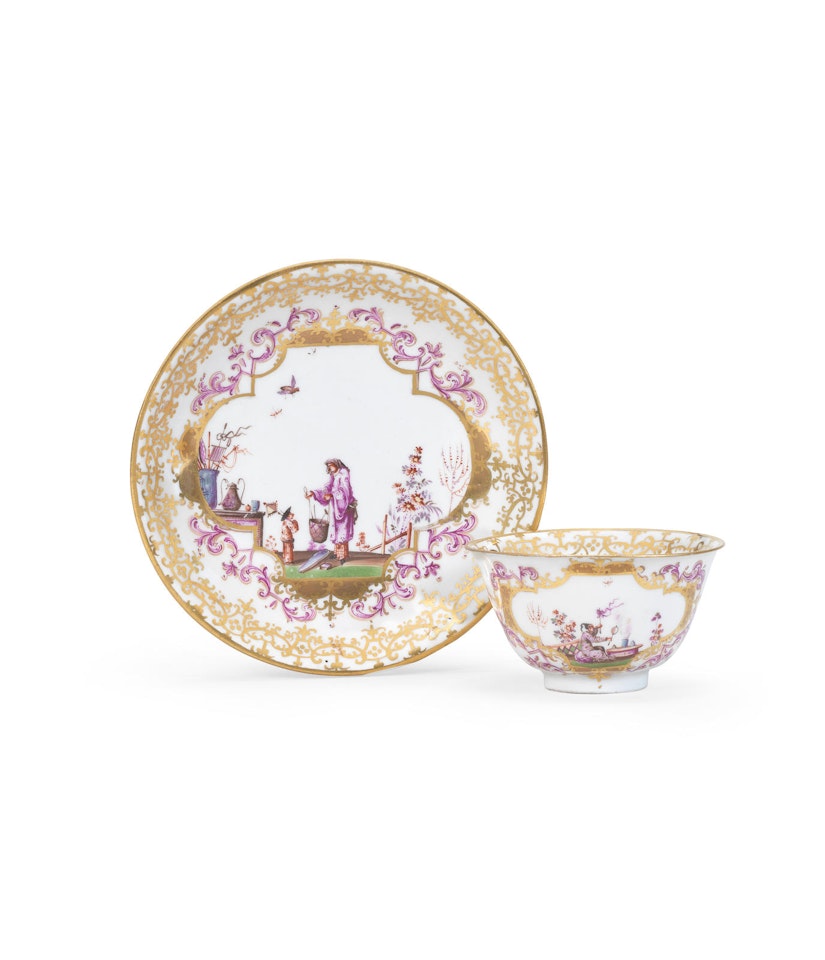 A Meissen teabowl and saucer by Anonymous