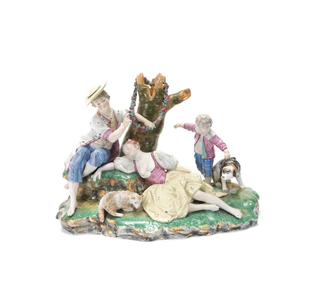 A large Höchst-Damm group of 'Der Schlummer der Schäferin' by Anonymous