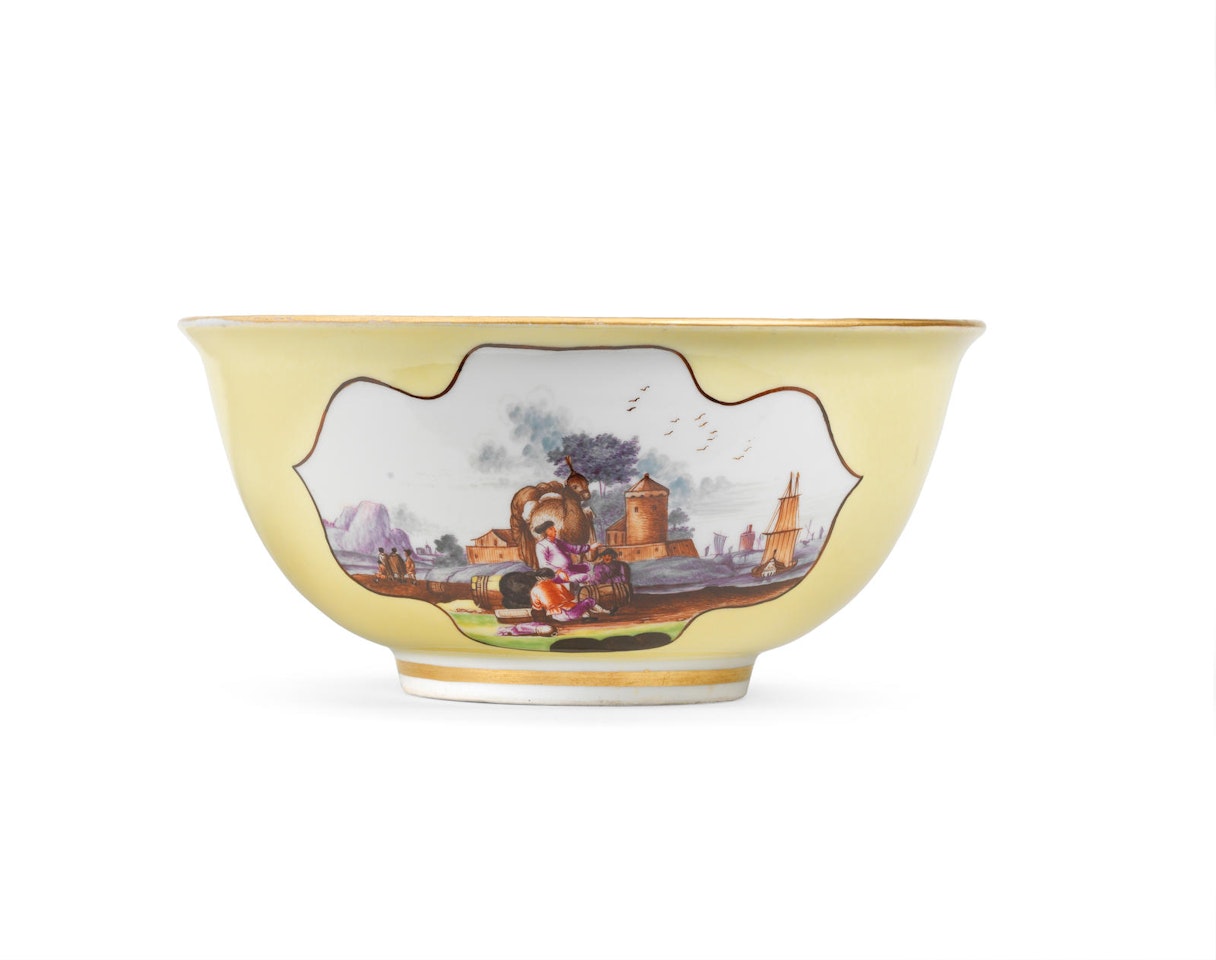 A Meissen yellow-ground slop bowl by Anonymous
