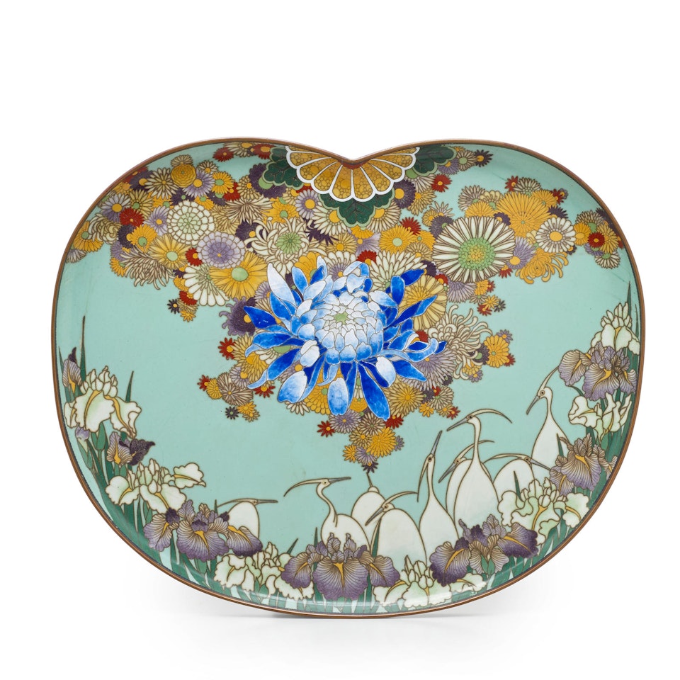 A cloisonné-enamel tray by Anonymous