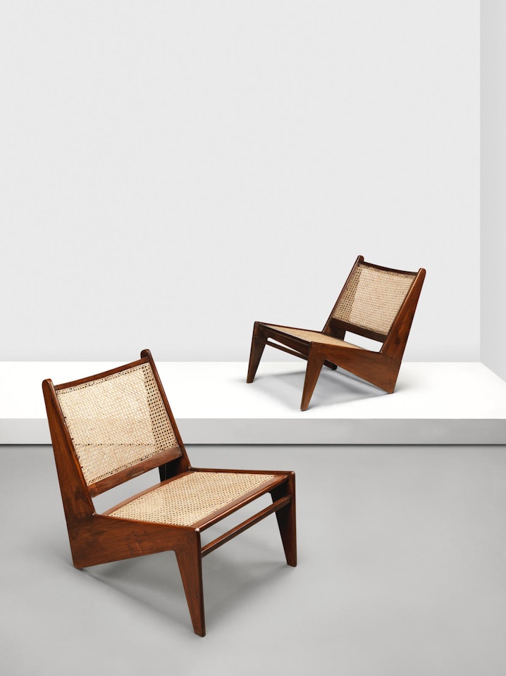 A Pair of PJ-SI-59 Low Easy Chairs circa 1955 designed for Chandigarh by Pierre Jeanneret