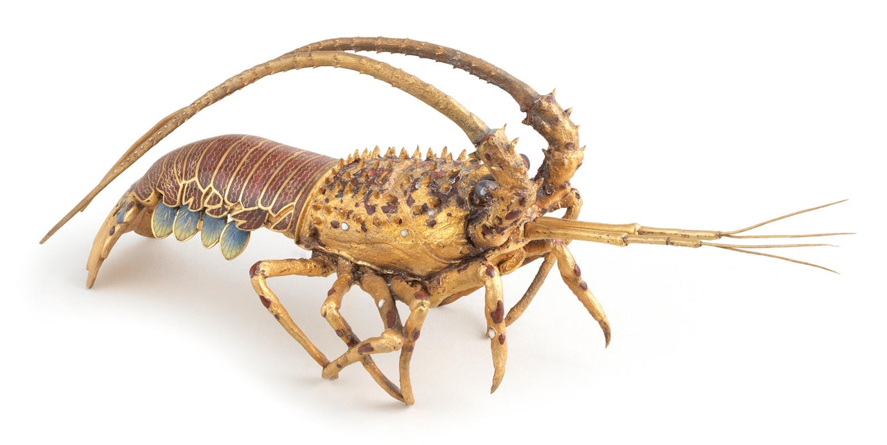 A cloisonné-enamel okimono model of a lobster By the Ando Jubei Company by Anonymous