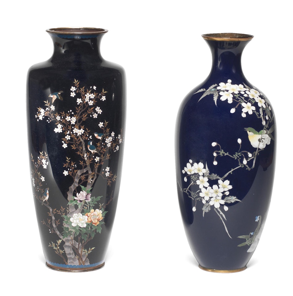 Two large cloisonné-enamel vases by Anonymous