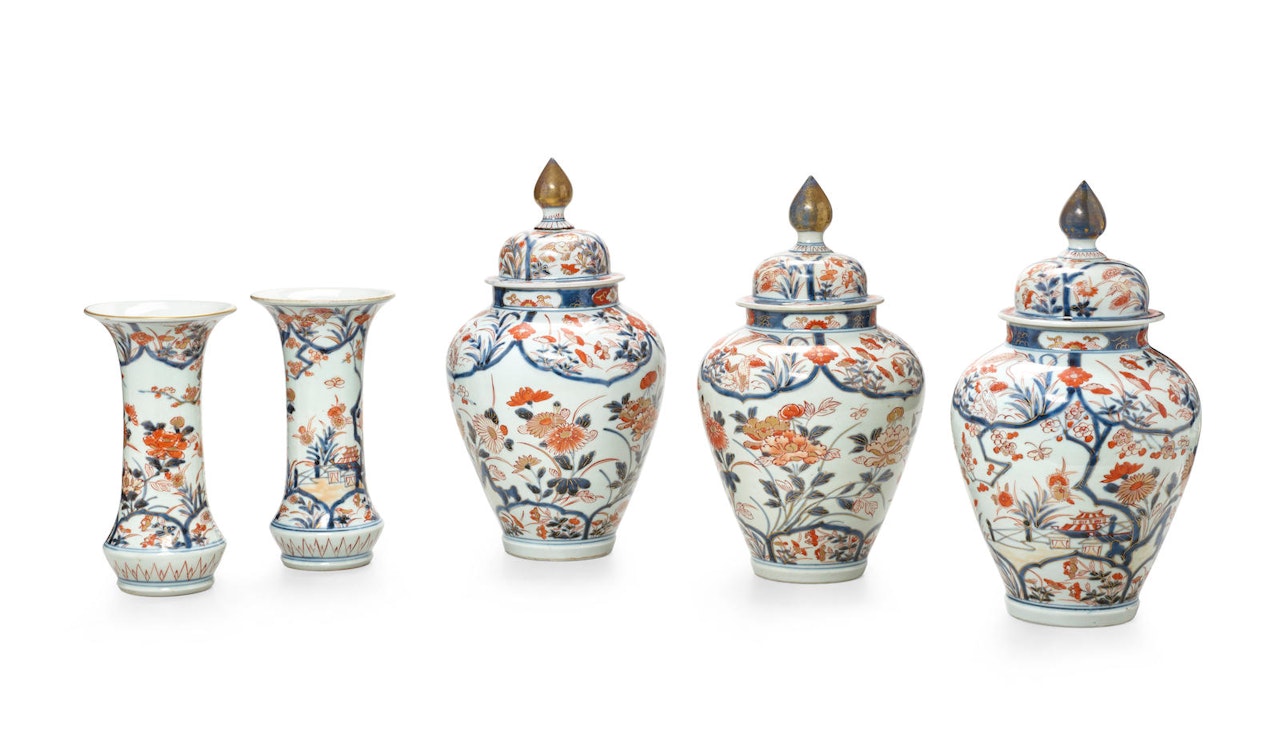 A small porcelain garniture by Anonymous