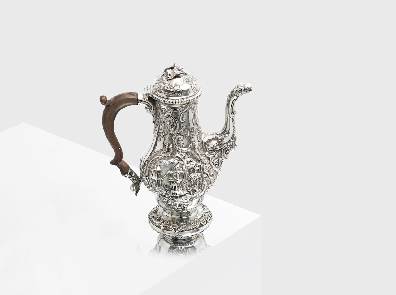 A George II silver chinoiserie coffee pot by Samuel Courtauld (I) by Anonymous