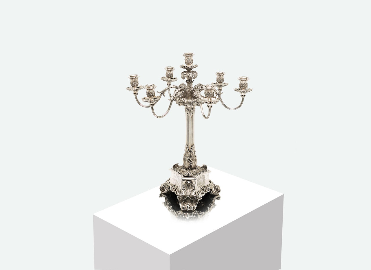 Royal Interest: A Victorian seven-light silver candelabrum by William Bateman & Daniel Ball by Anonymous