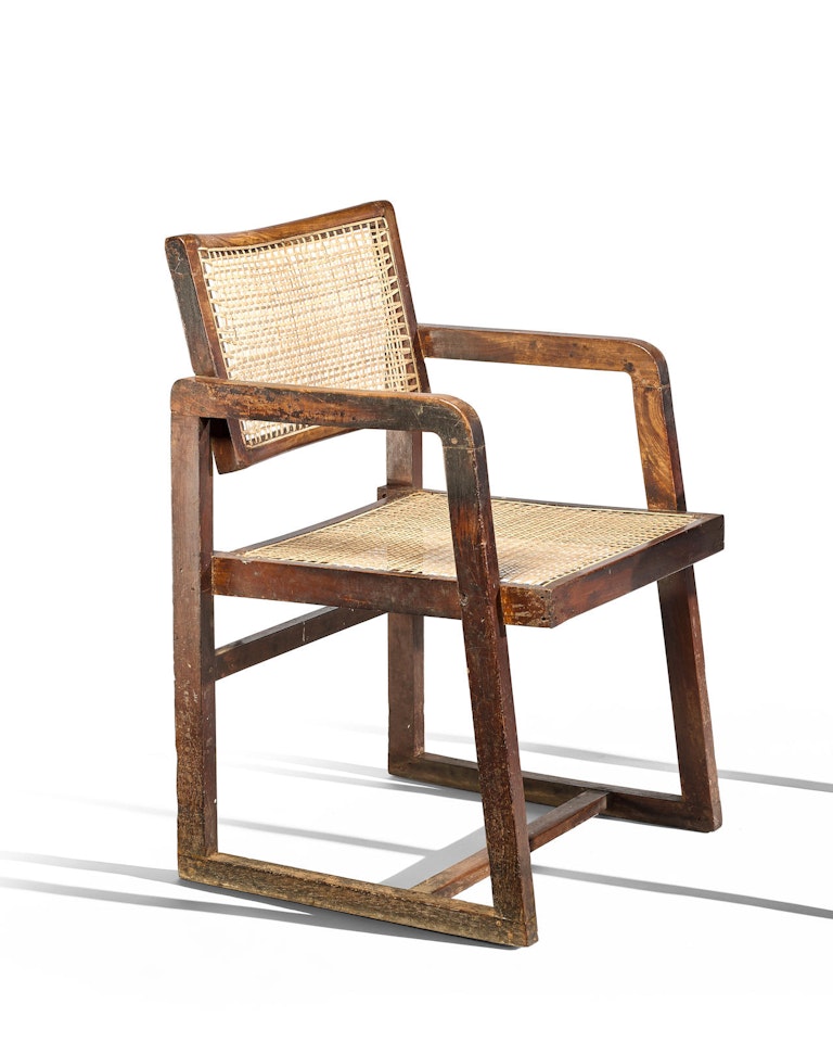Cane Seat Cane Back Office Chair by Pierre Jeanneret
