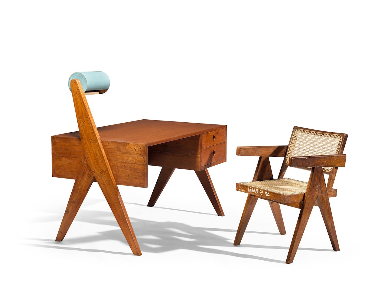 Rare Writing Table with Light by Pierre Jeanneret