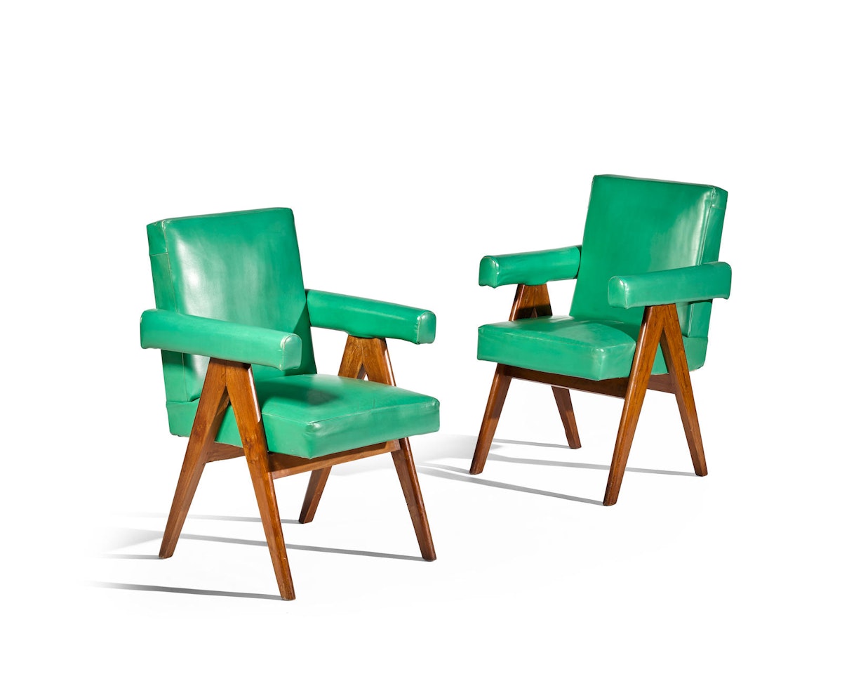 Pair of Committee Armchairs by Pierre Jeanneret