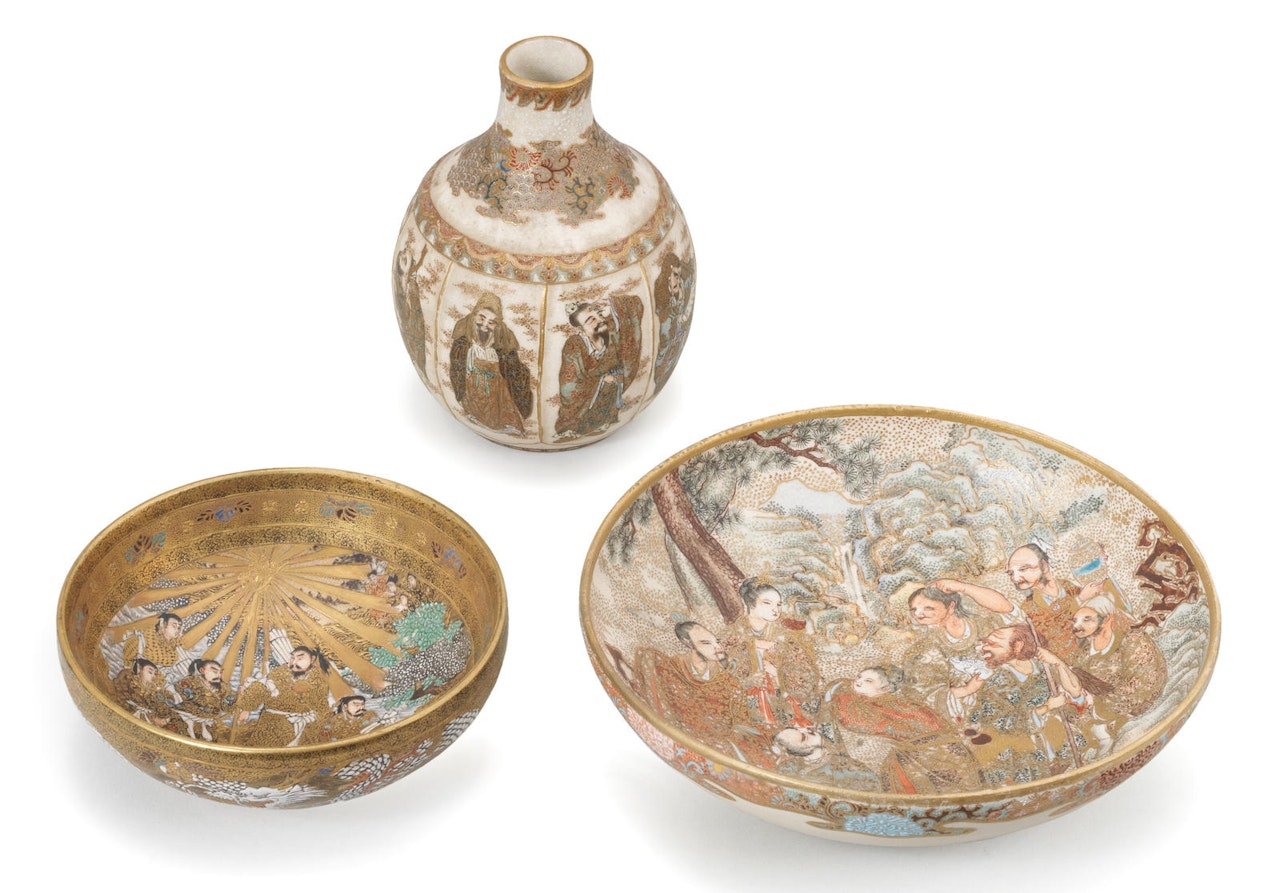 Three Satsuma vessels by Anonymous