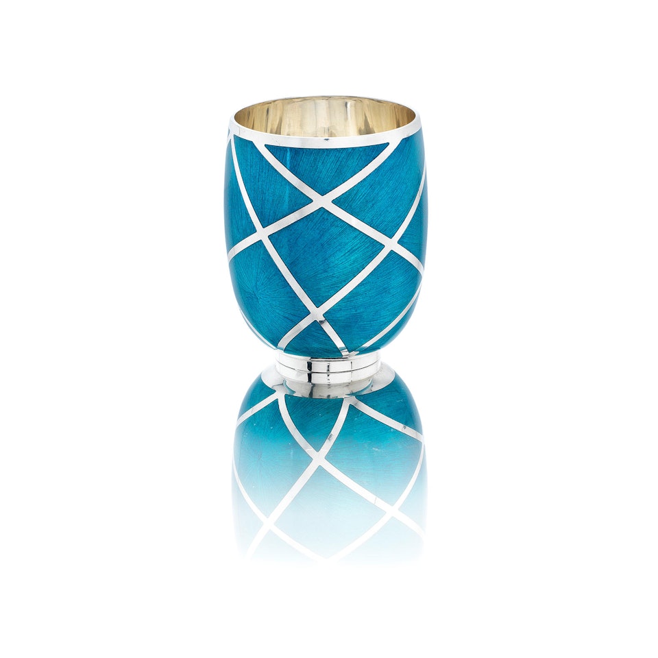 A silver and enamelled beaker, a prototype design for the Fabergé Silver Collection by Anonymous