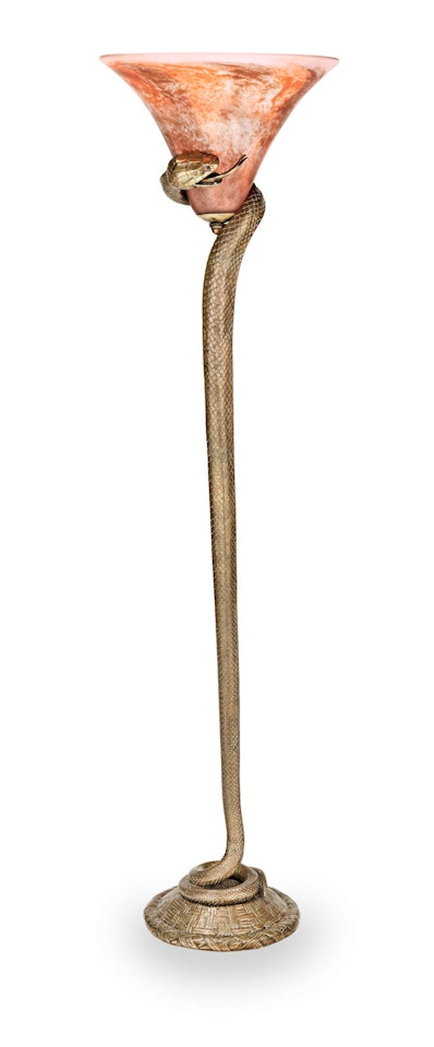 'La Tentation' an Art Deco Gilt Bronze Torchière by Edgar Brandt