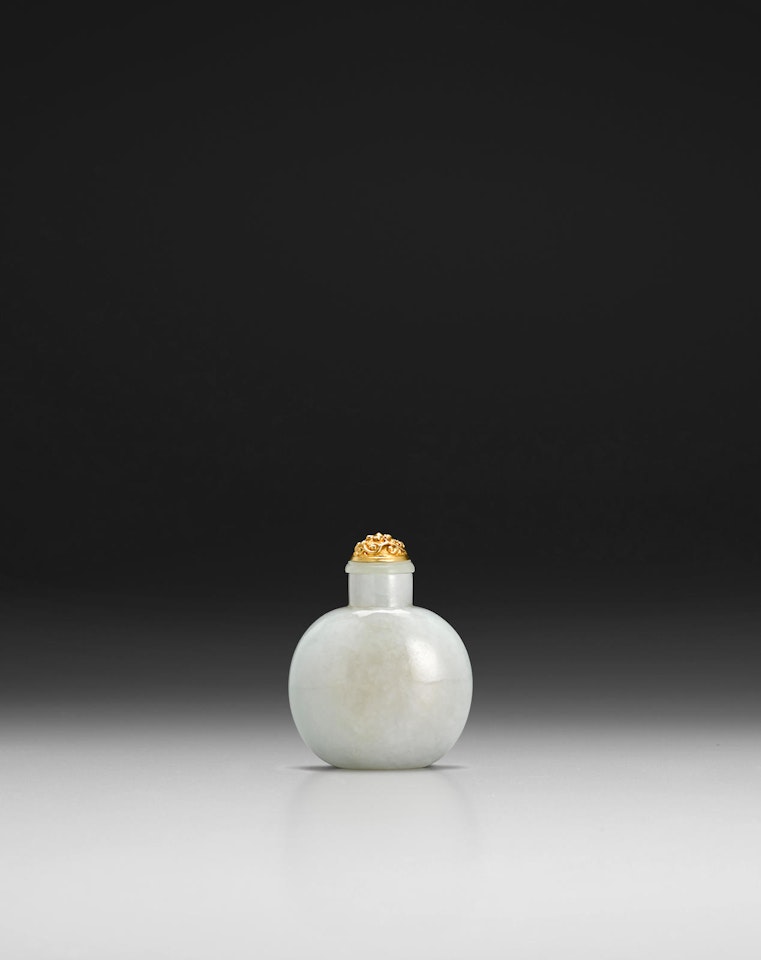 AN ICY-GREEN JADEITE SNUFF BOTTLE by Anonymous