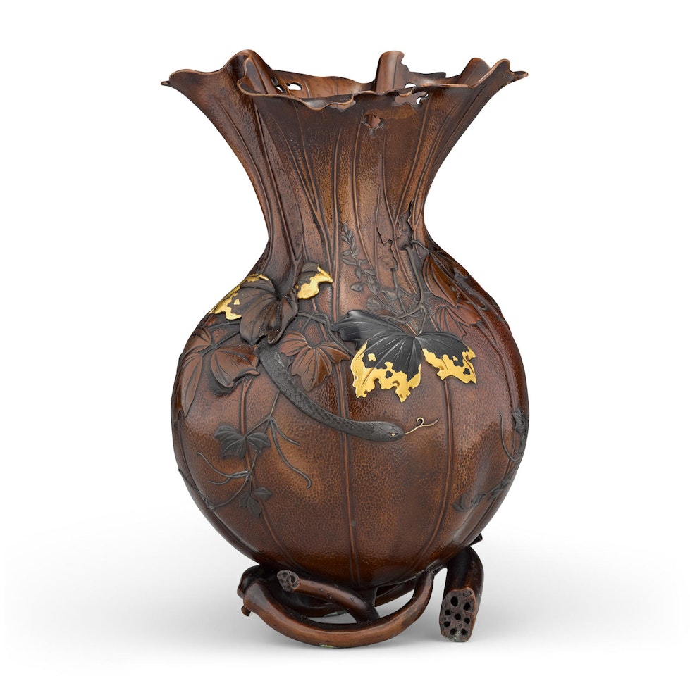 AN UNUSUAL BRONZE VASE by Anonymous
