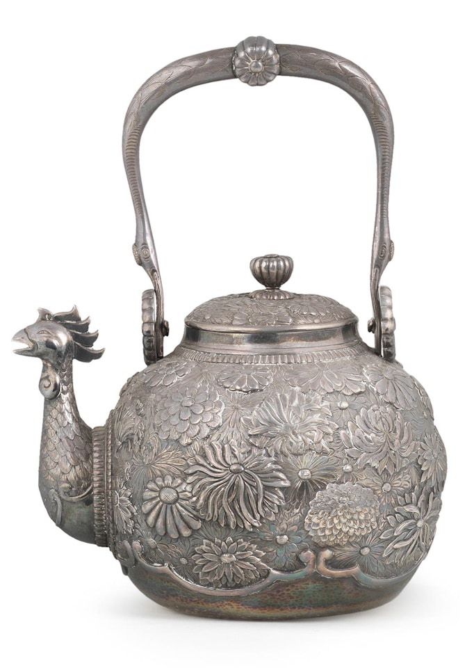 A silver teapot and cover By the Konoike workshop by Anonymous