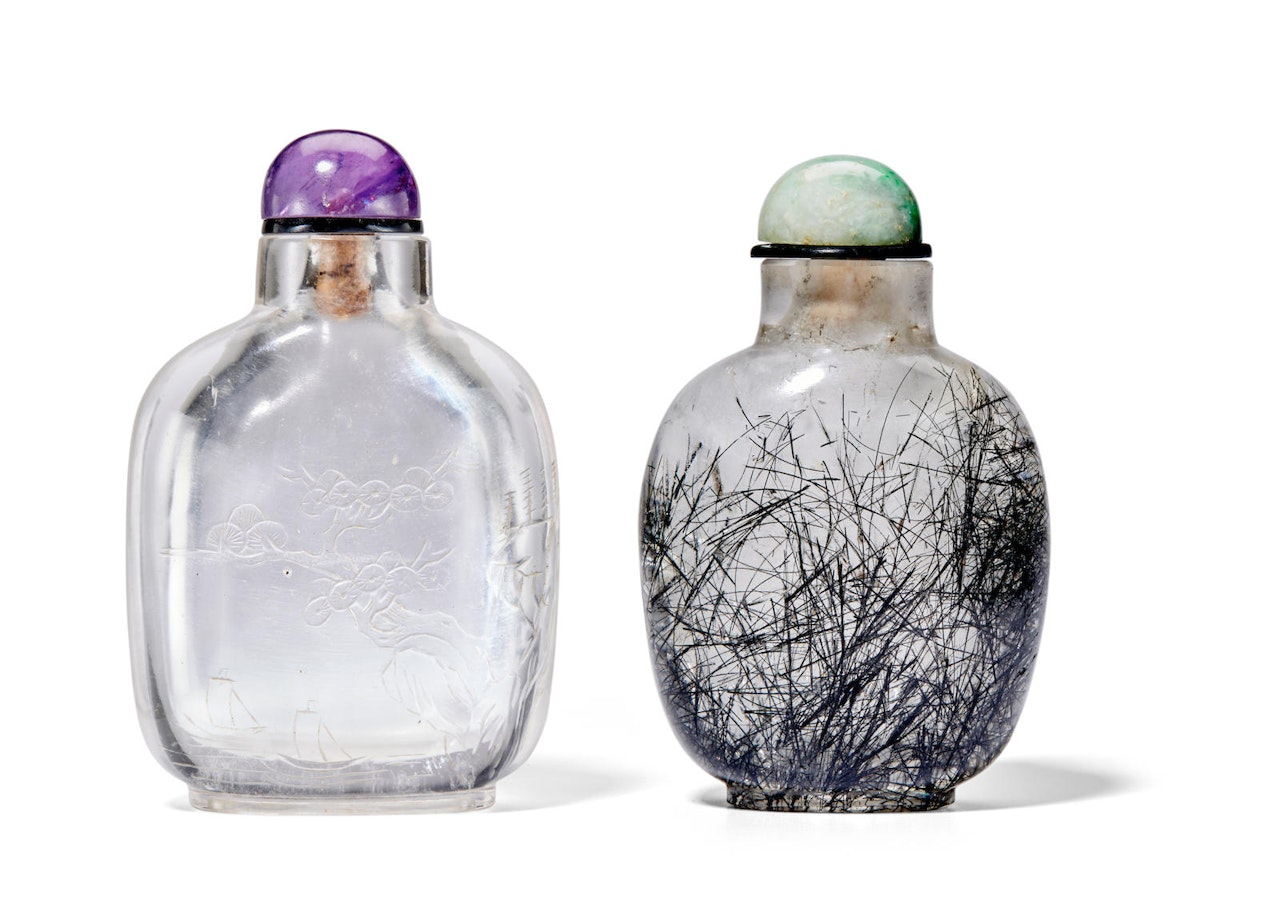 TWO ROCK CRYSTAL SNUFF BOTTLES by Anonymous
