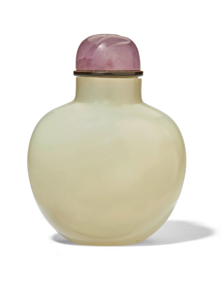 A WHITE JADE SNUFF BOTTLE by Anonymous