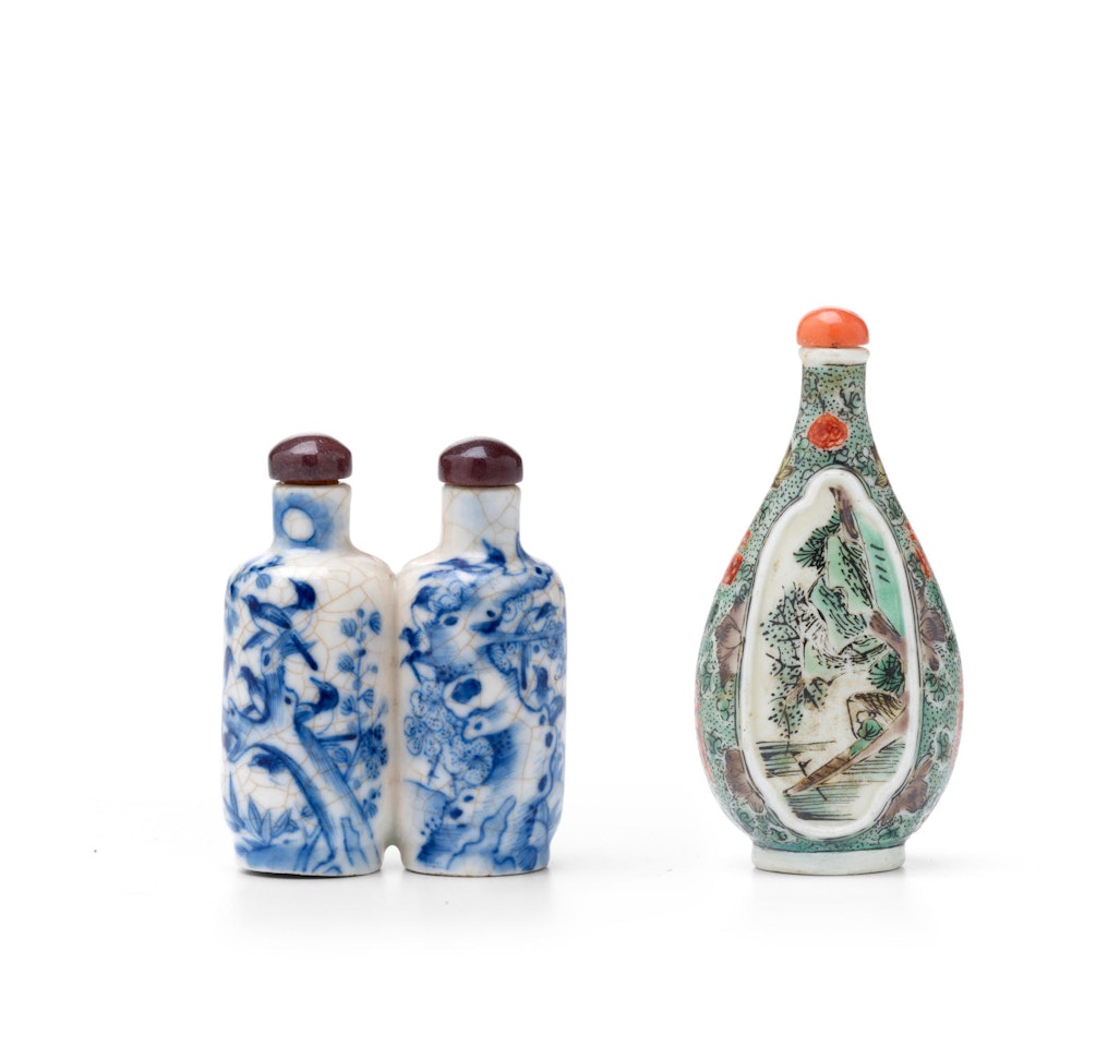 TWO PORCELAIN SNUFF BOTTLES by Anonymous