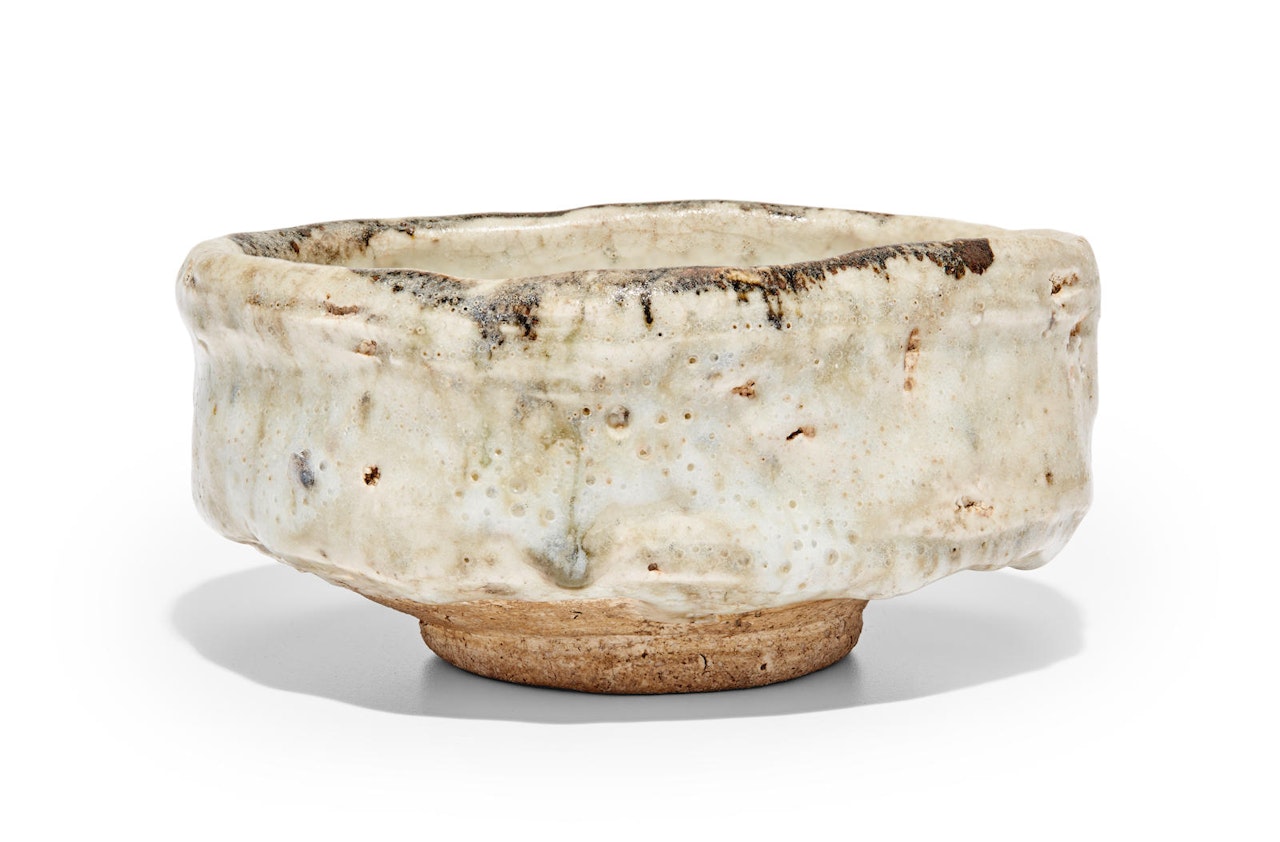A Shino-style tea bowl by Anonymous