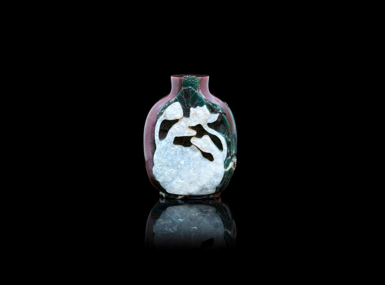 A rare jasper and crystal snuff bottle by Anonymous