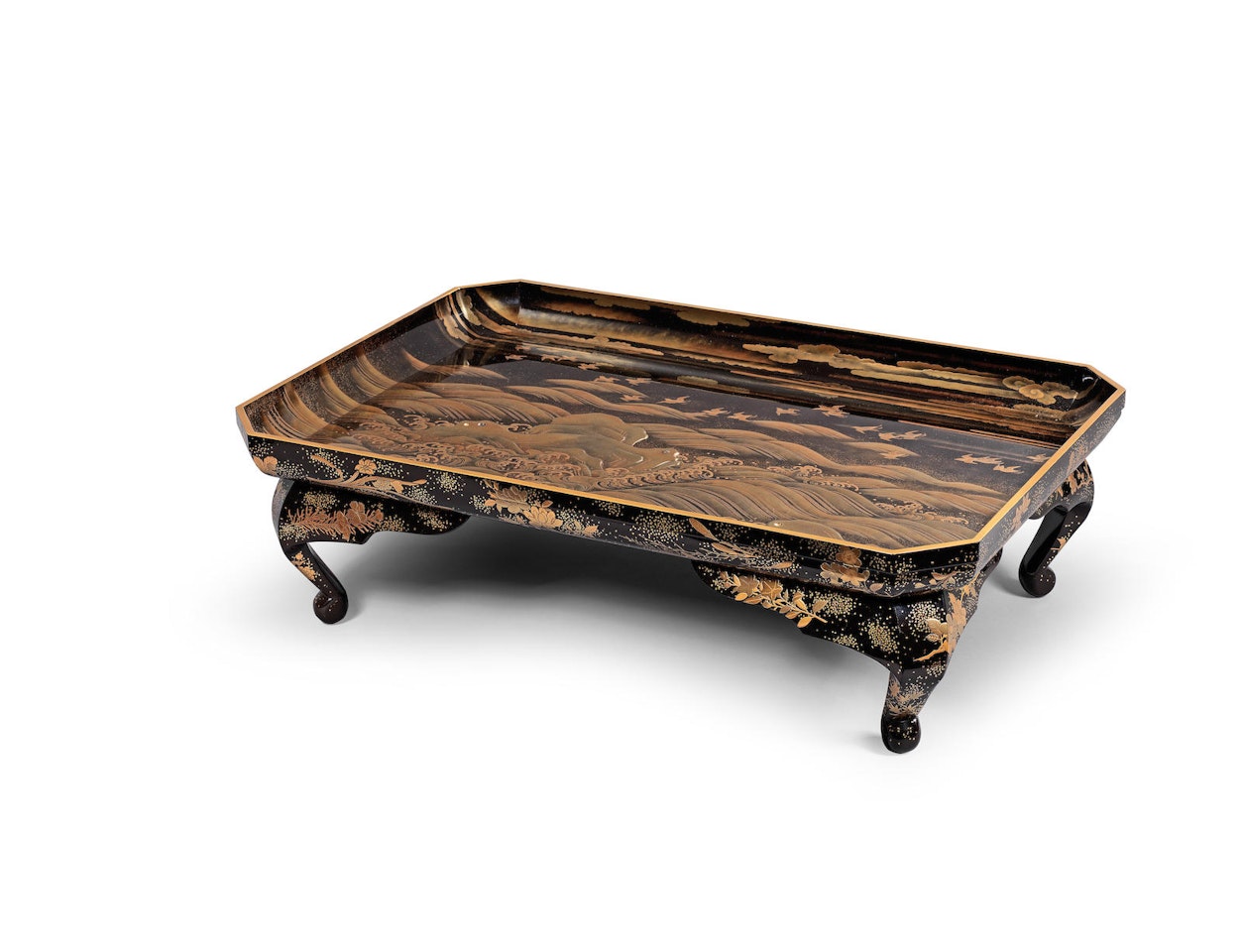 A Black-and-Gold Lacquer large tray by Anonymous
