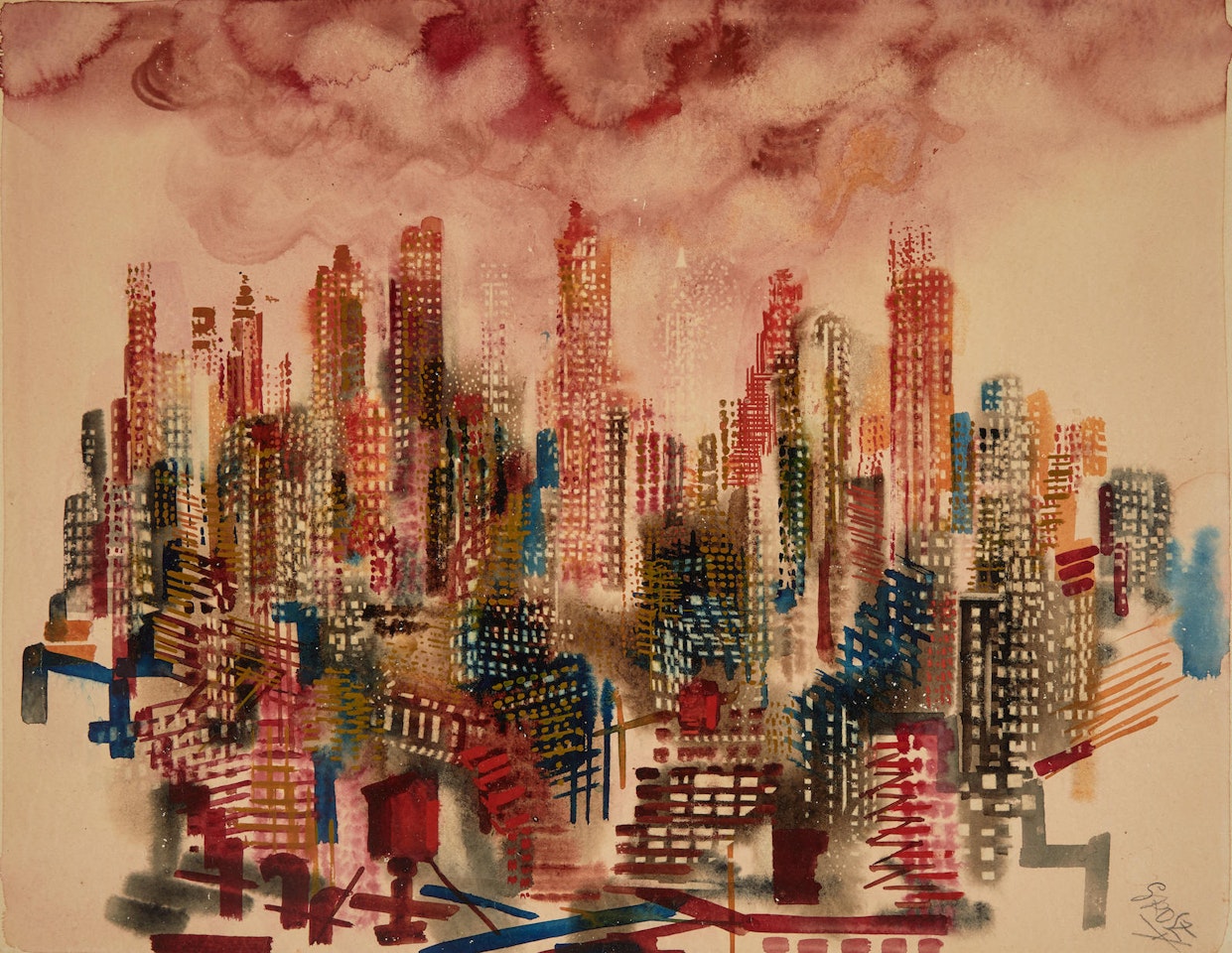 Manhattan Sunset, New York by George Grosz