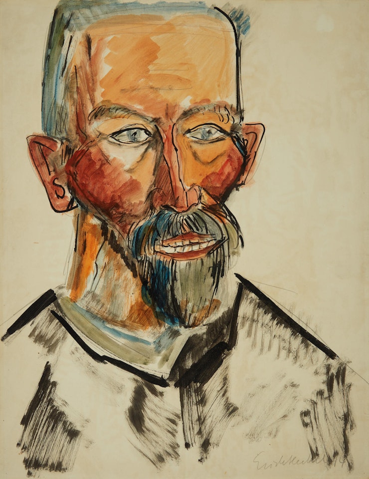 Bildnis eines bärtigen Mannes by Erich Heckel
