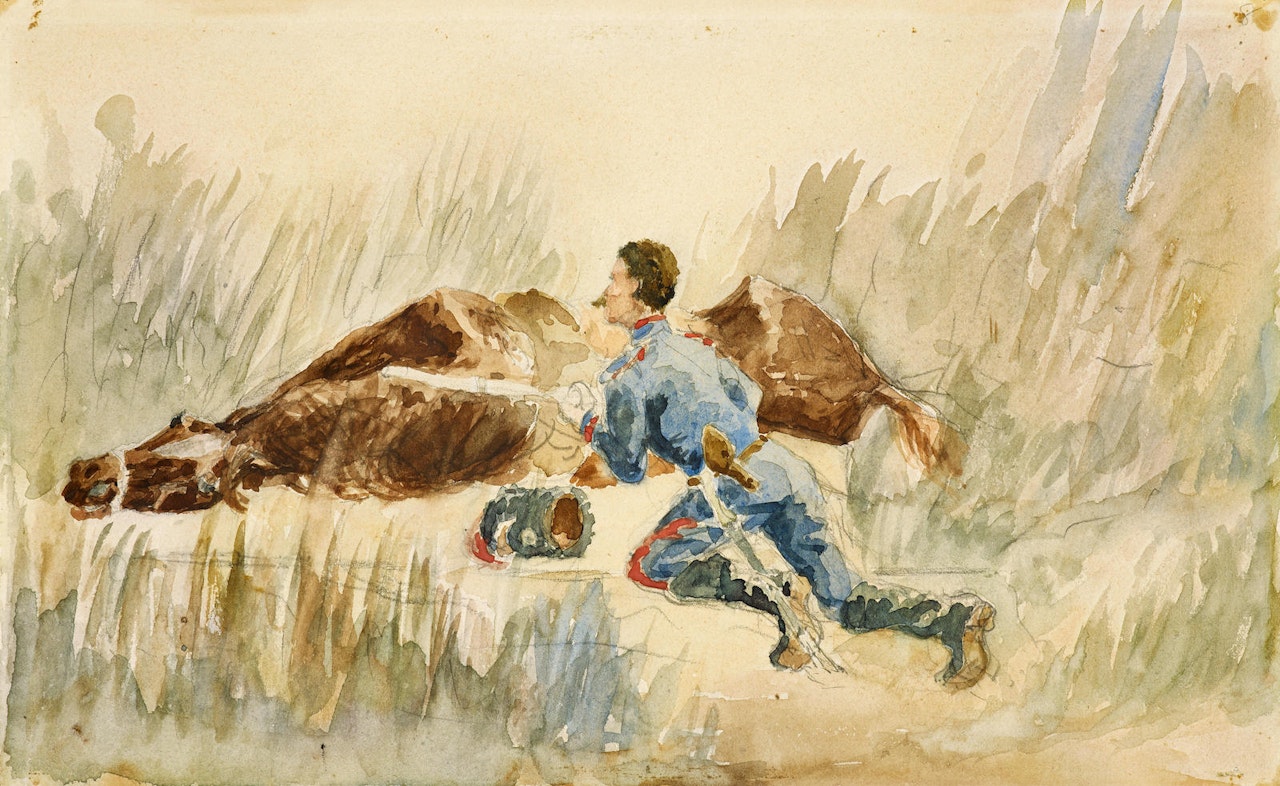 Manoeuvre de Cavalerie (recto); Paysan Assis (verso) by Henri de Toulouse-Lautrec