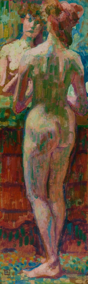 Nu debout de dos, devant la glace, regardant vers la droite by Theo van Rysselberghe