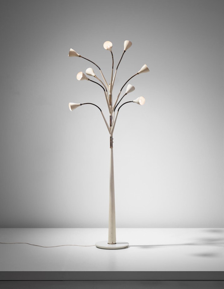 Nine-armed adjustable standard lamp by Stilnovo